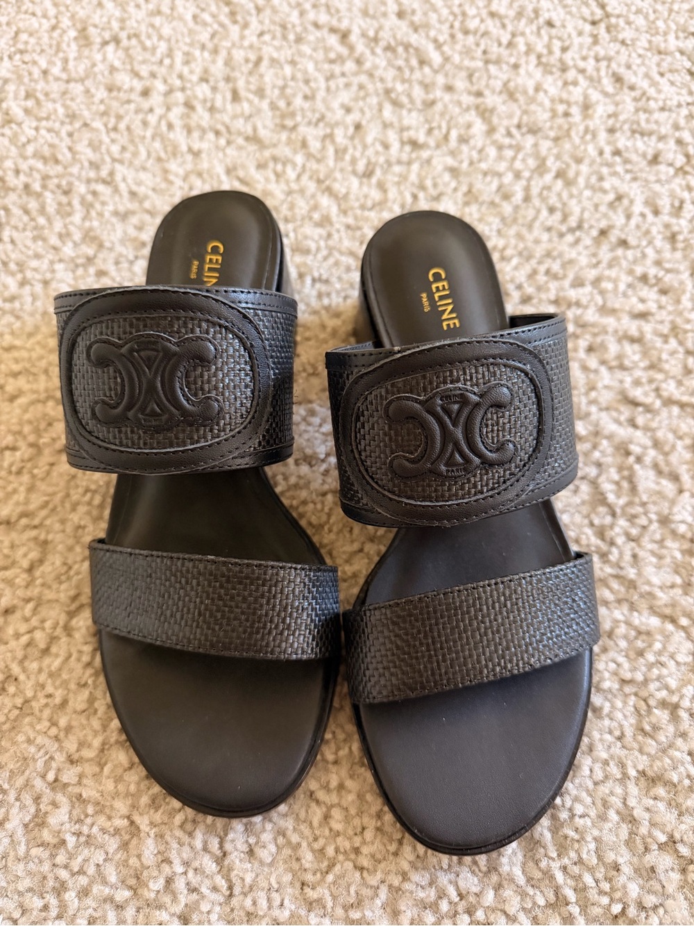 Celine Black Slide Sandals